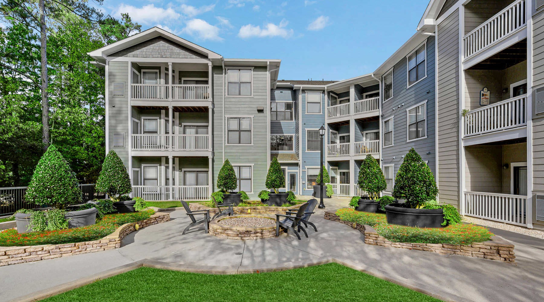 courtyard with fire pit